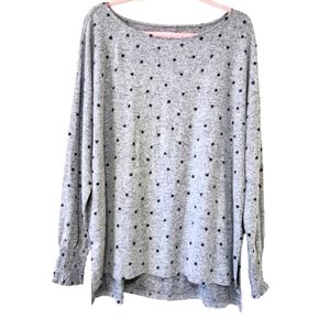 LUCKY BRAND Polka Dot Black and Gray Long Sleeve Top Women's XL #0060
